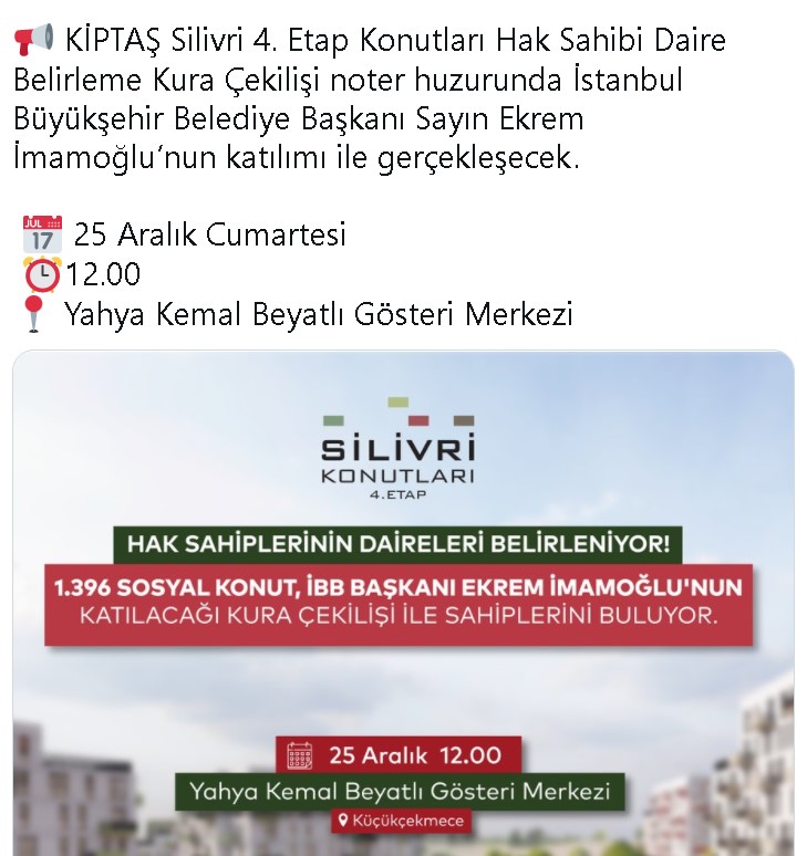 KİPTAŞ Silivri 4. Etap Kura Sonuçları Çekimi Ne Zaman?