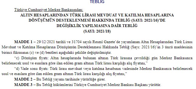 Kur Korumalı Gram Altın Hesabında Değişiklik! Merkez Bankası Saat 11.00 Kuralı Kaldırıldı
