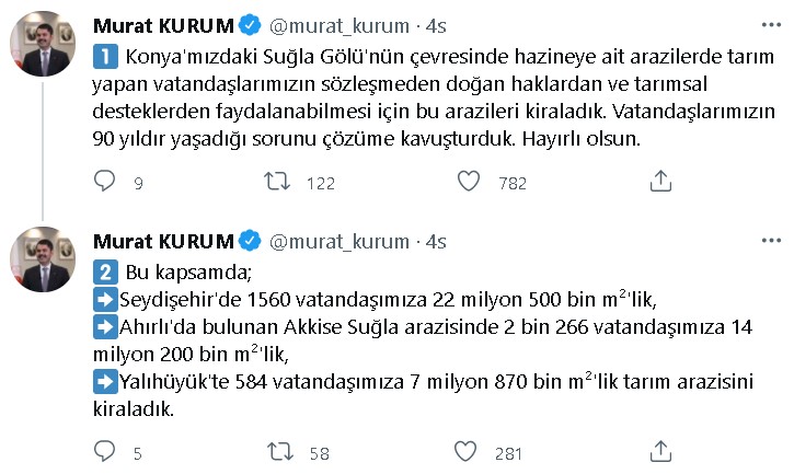 Bakan Kurum Duyurdu: 90 Yıllık Sorun Çözüldü, Suğla Gölü Çevresindeki Araziler Kiralandı