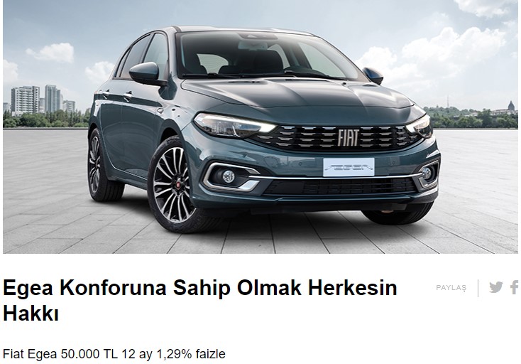 Fiat Egea 2022 Ocak Kampanyası Açıklandı! Tam 50.000 TL Sadece Birkaç Gün Geçerli