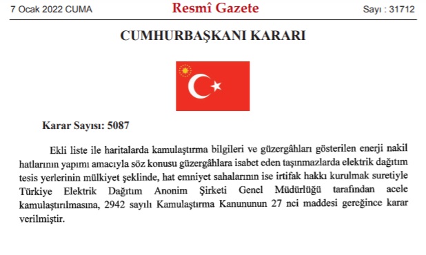 Cumhurbaşkanı Erdoğan'ın İmzasıyla 18 Şehir İçin Acele Kamulaştırma Kararları Resmi Gazete'de Yayınlandı