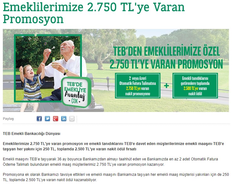 TEB 2022 Yılının En Yüksek Promosyon Kampanyasını Açıkladı: 2.750 TL Emekli Maaş Promosyonu + 2.500 TL Nakit Ödül