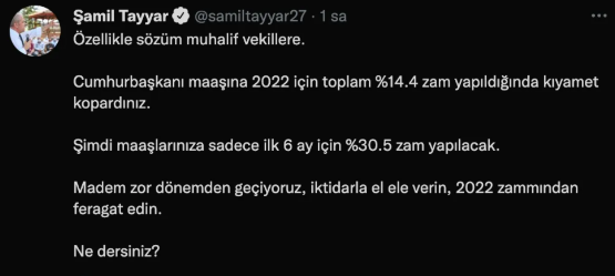 MKYK Üyesi Şamil Tayyar Zam İsteyen Milletvekillerine Yüklendi: 2022 Maaşınızdan Feragat Edin!