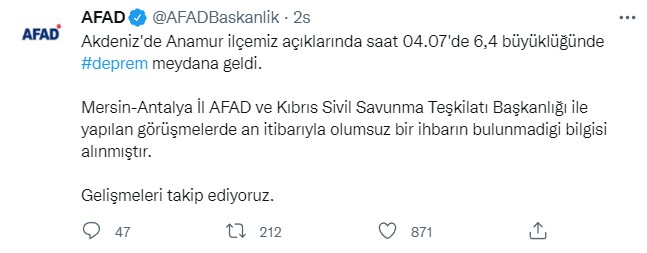 AFAD ve Kandilli Rasathanesi Son Dakika Olarak Geçti: 6.4 Şiddetindeki Deprem Konya, Denizli, Mersin, Antalya'yı Salladı