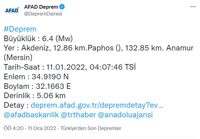 AFAD ve Kandilli Rasathanesi Son Dakika Olarak Geçti: 6.4 Şiddetindeki Deprem Konya, Denizli, Mersin, Antalya'yı Salladı