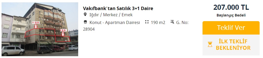 Vakıfbank'tan Yatırımlık Fiyatlarla Satılık Konutlar! 190 Metrekare Ev 207 Bin TL'ye Alıcısını Bekliyor