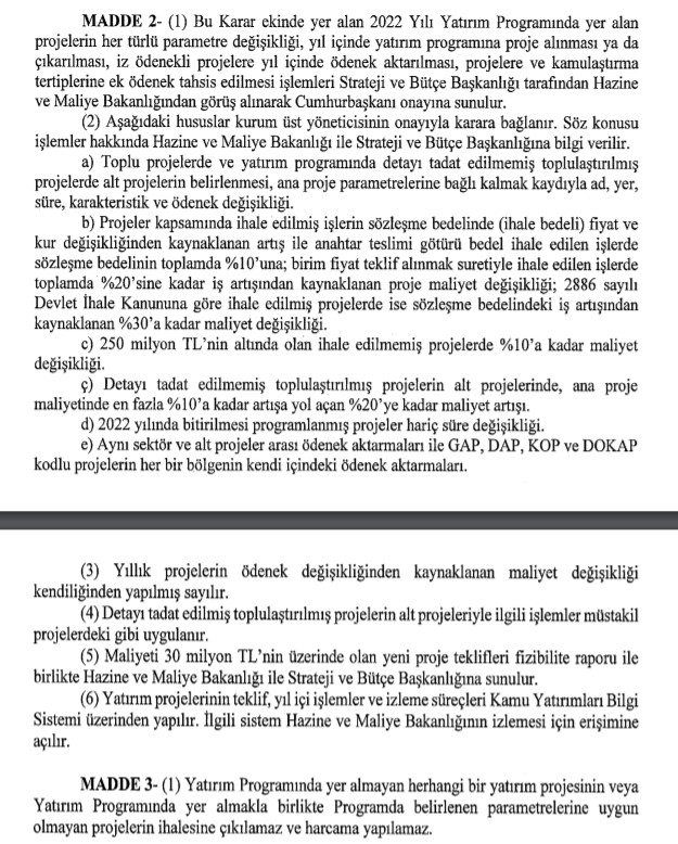 Son Dakika: Cumhurbaşkanlığı 2022 Yılı Yatırım Programı Resmi  Gazete İle Yayımlandı, Fiyat Farkı Kararı Çıktı!