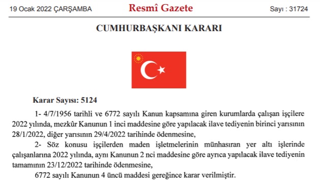 İlave Tediye Ne Zaman Ödenecek? Resmi Gazete'de Yayımlandı