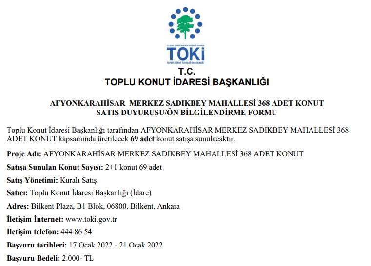 TOKİ 2+1 Daireleri Aylık Bin Lira Taksitle Satıyor! Başvurular Başladı