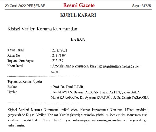 Araç Kiralamak İsteyenleri İlgilendiriyor! KVKK'dan 'Kara Liste' Uyarısı