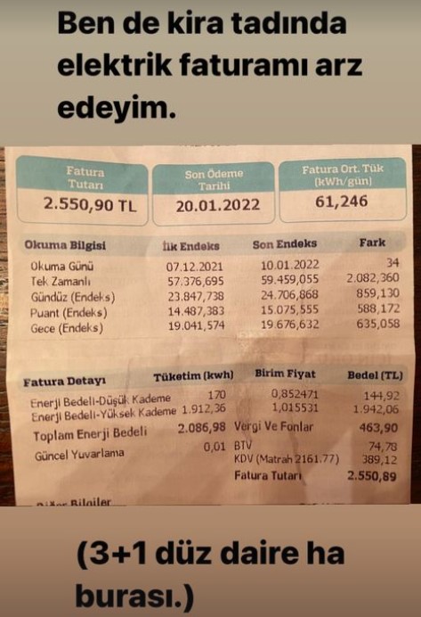 Gülse Birsel'in 3+1 Evine Gelen Elektrik Faturası Dudak Uçuklattı: Kira Tadında!