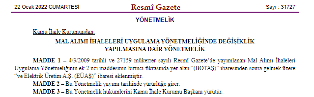 Kamu İhaleleri Yapım ve Mal Alım İşleri Yönetmeliklerinde Değişiklik Yapıldı! Resmi Gazete'de Yayımlandı