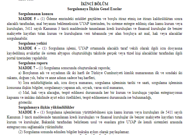 Resmi Gazete'de Yayımlandı: Borçlunun Mal Beyanı Beklenmeden UYAP'tan Sorgulanacak