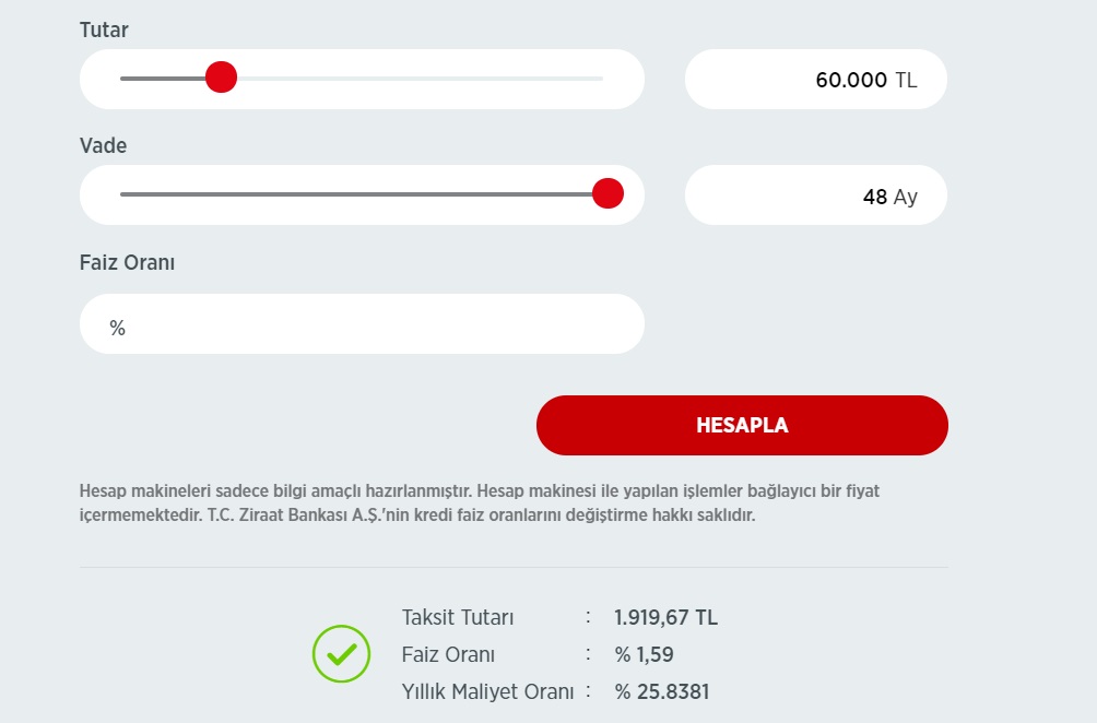 Ziraat Bankası'nda 48 Ay Vadeli 60 Bin TL Taşıt Kredisinin Aylık Taksiti Ne Kadardır?