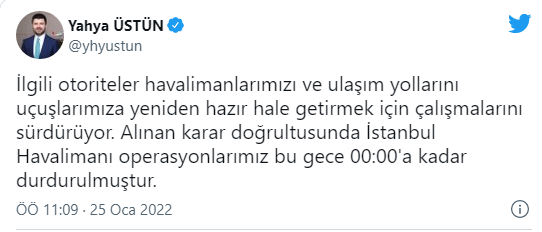 THY'den Son Dakika Açıklaması! Gece Yarısına Kadar Uçuş Yok