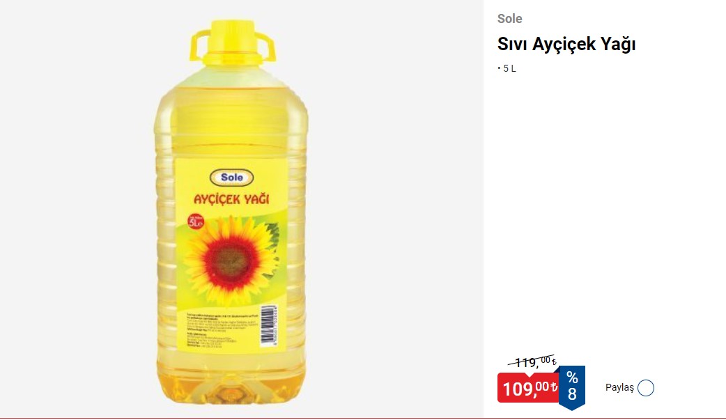 Şubat Ayı İndirimlerle Başladı! En Ucuz Migros, Carrefour, Şok, Bim, A101 Sole Evin, Yudum, Turna 5 LT Yağ Fiyatları