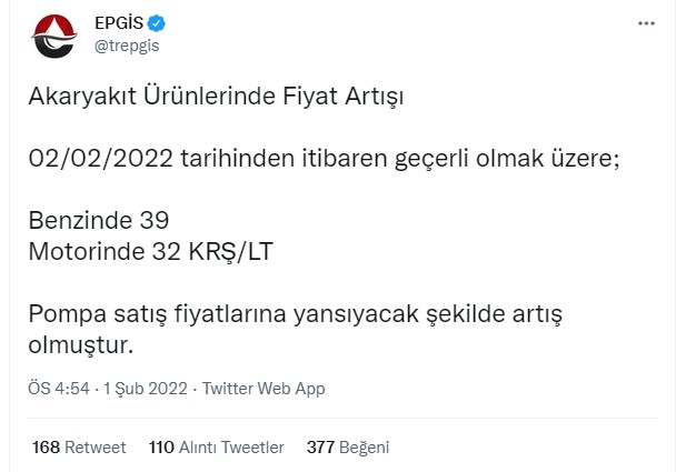 Son Dakika! Benzin ve Motorin Zammı Resmiyet Kazandı! Ankara, İstanbul, İzmir 2 Şubat Fiyat Tarifesi
