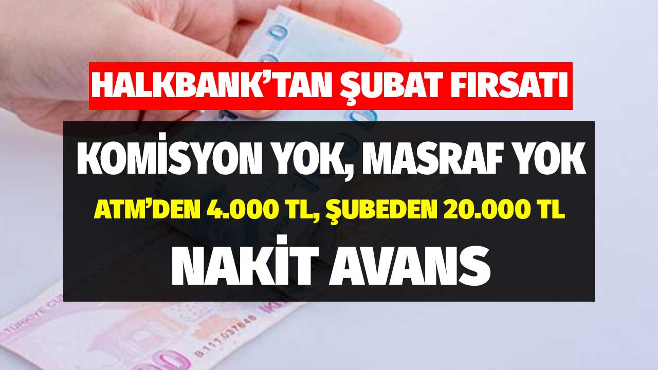 Halkbank'tan Şubat Fırsatı! Masrafsız Komisyonsuz ATM'den Anlık 4.000 TL, Şubeden 20.000 TL Nakit Avans