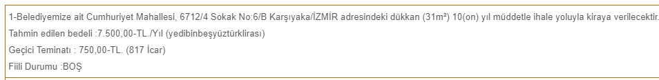 İzmir Genelinde Dükkanlar Kiraya Verilecek! 680 TL Muhammen Bedelle 10 Yıl Süreli