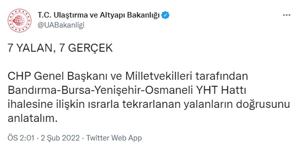 Kemal Kılıçdaroğlu'nun 6 Milyarlık Yolsuzluk İddiasına Ulaştırma Bakanlığı Yanıt Verdi: 7 Yalan 7 Gerçek!