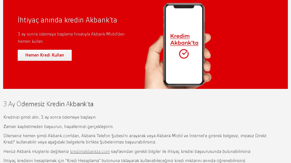 3 Ay Ertelemeli Kredi Başvurusu: Akbank, Yapı Kredi, Vakıfbank, Halkbank, ING Bank, Garanti Bankası