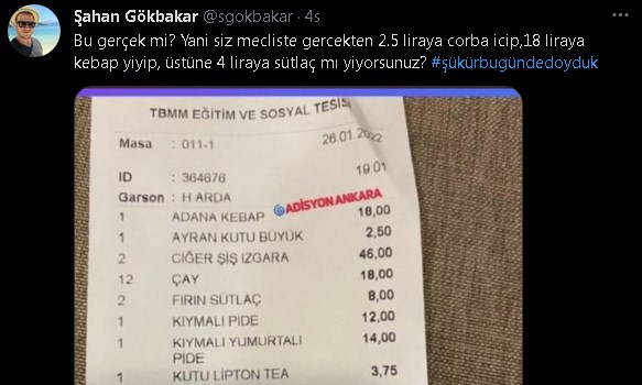 Enflasyon Meclisi Teğet Geçti! Meclis Lokantası Fiyatları 2022