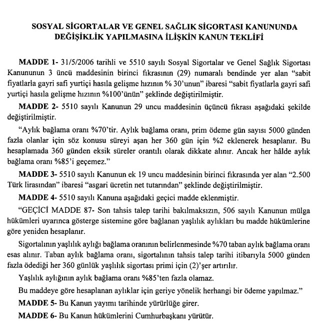 TBMM'ye Sunuldu Oylanacak! Emekli Maaşı Bağlama Oranı Yüzde 70'e Mi Çıkarılacak?