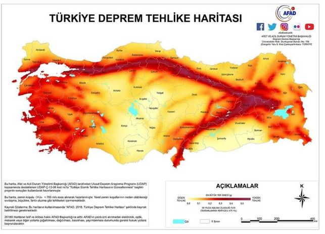 SON DAKİKA: Türkiye Deprem Haritası 2022 Yayımlandı! AFAD Fay Hatları 1.Derece Deprem Bölgeleri