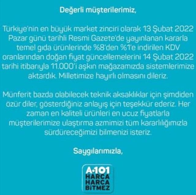 Binlerce Üründe KDV İndirimi Fiyatlara Yansıtıldı! BİM, A101, Migros, Carrefour İndirim Açıklaması
