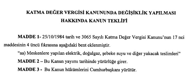 Faturalara İndirim Formülü Bulundu: Konutlarda Elektrik, Su, Doğalgaz Faturası İçin KDV Muafiyeti Kanun Teklifi Verildi
