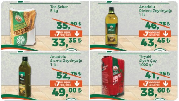 KDV İndirimi Tarım Kredi Marketlere Yansıdı! Ayçiçek Yağı, Çay, Şeker, Makarna, Un, Deterjan Fiyat Listesi