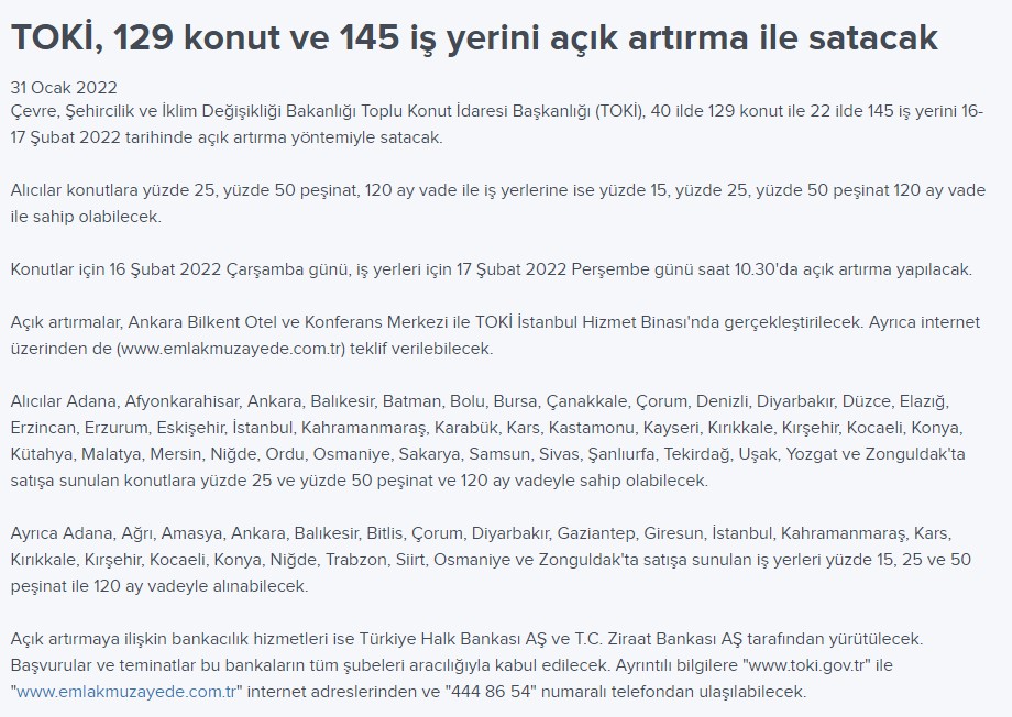 İstanbul ve Ankara'da Listede! TOKİ Hemen Teslim Sıfır Daireleri Çekilişsiz, Kurasız, 109 Bin Lira Fiyatla Satacak