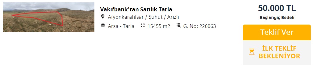 Vakıfbank'tan 55 Bin TL'ye Ev, 42 Bin TL'ye Dükkan, 50 Bin TL'ye Tarla!