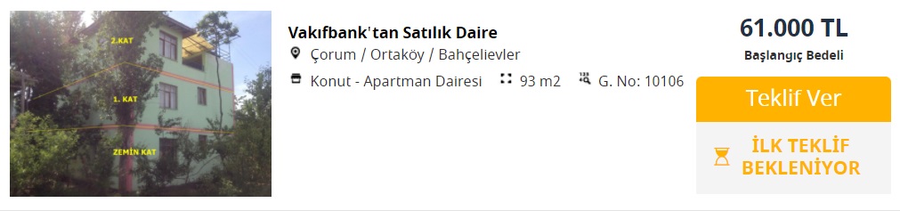 Vakıfbank'tan 55 Bin TL'ye Ev, 42 Bin TL'ye Dükkan, 50 Bin TL'ye Tarla!