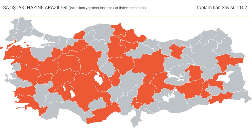 34 İlde 1102 Adet Hazine Arazisi Satışta! 250 TL'den Başlayan Fiyatlarla Milli Emlak Arsa, Ham Toprak, Hali Arazi İlanı