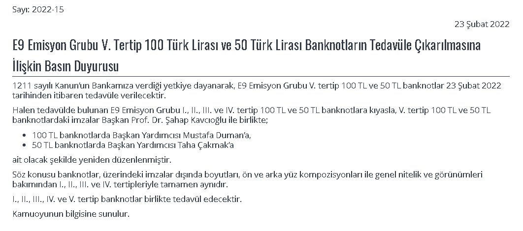 50 TL ve 100 TL Banknotlara İlişkin Önemli Duyuru! İmzalar Değişti, Yeni İmzalar Kimlere Ait?