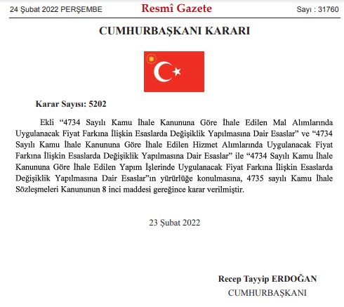 4734 Sayılı Kamu İhale Kanunu İle Hizmet Alımları ve Yapım İşlerinde Uygulanacak Fiyat Farkına İlişkin Esaslar Değişti!