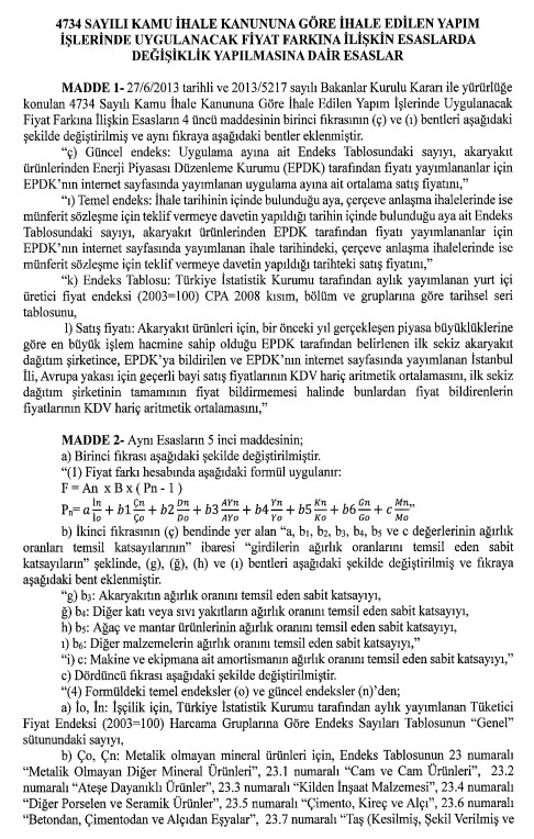 4734 Sayılı Kamu İhale Kanunu İle Hizmet Alımları ve Yapım İşlerinde Uygulanacak Fiyat Farkına İlişkin Esaslar Değişti!