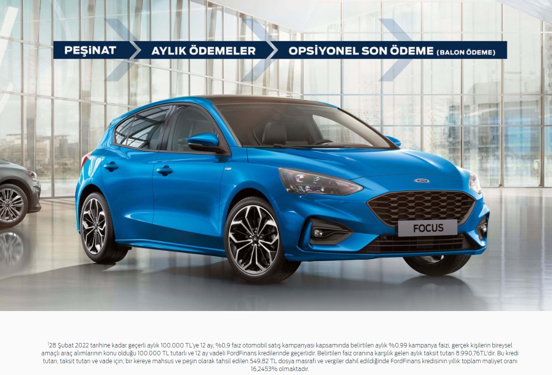 Ford Focus Alanlara FordFinans 0.99 Faizle 100 Bin TL Araç Kredisi Verecek!
