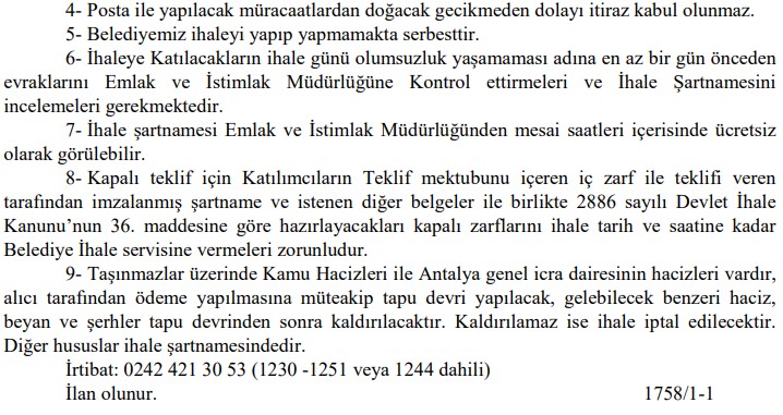 Antalya'nın En Güzel Yerinde Satılık Arsa İlanları! Antalya Döşemealtı Belediyesi İhaleyle Satacak