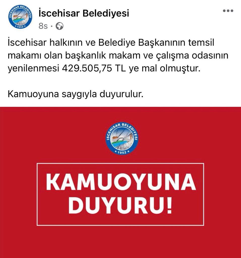 İscehisar Belediye Başkanının Odası Rekor Fiyata Yenilendi Gazeteci İsmail Saymaz Tepki Gösterdi!