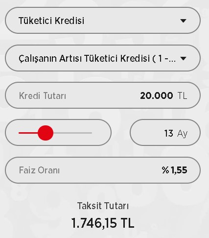 Ziraat Bankası 20 Bin TL İhtiyaç Kredisi 12 - 24 - 36 Ay Taksit Hesaplama Tablosu