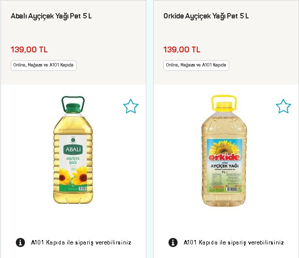A101, ŞOK, BİM, Migros, TMO Ayçiçek Yağı Fiyatları Ne Kadar? Yudum, Biryağ, Torku 5 L Ayçiçek Yağı Fiyat Listesi