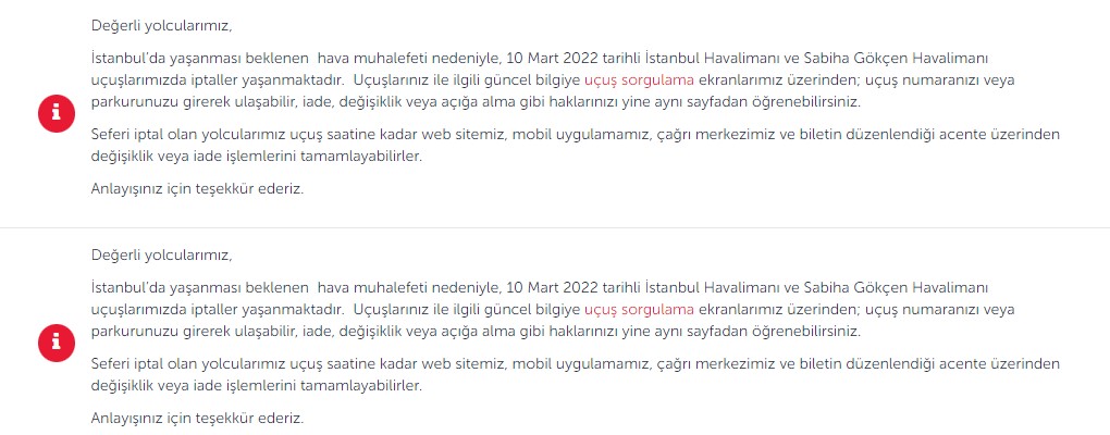 Uçuşlar İptal Mi Son Dakika 2022! THY, Pegasus, Anadolu Jet, İstanbul Hava Limanı, Sabiha Gökçen İptal Edilen Seferler