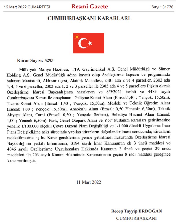 Cumhurbaşkanı Erdoğan'dan Yeni Özelleştirme Kararları! Tekel, Şeker Fabrikaları, Hazine Arazileri, TTA Gayrimenkul