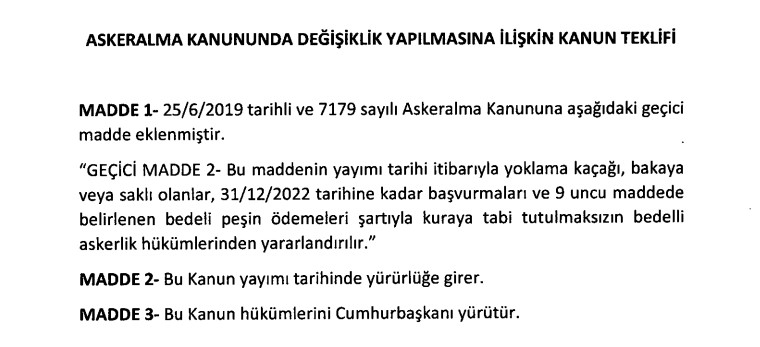 Yasa Tasarısı Mecliste! Yoklama Kaçağı, Bakaya Olanlara Bedelli Askerlik Hakkı