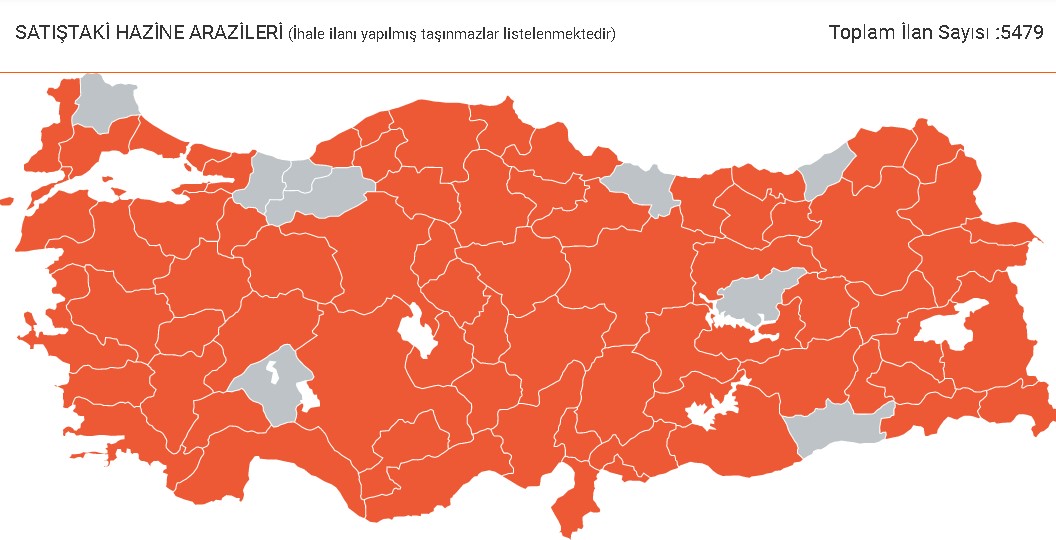 70 İl Listede! 5.497 Hazine Arazisi İçin Milli Emlak Satılık Lojman, Arsa, Tarla, Bağ, Bahçe İlanları Hazırladı