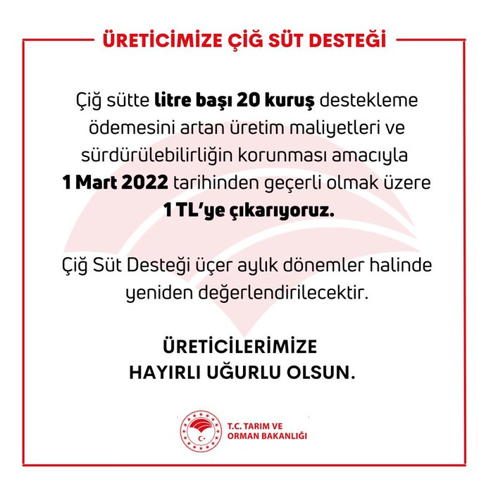 Bakanlık Sütte Desteği Artırdı! Çiğ Süt Desteği Ne Kadar Oldu?