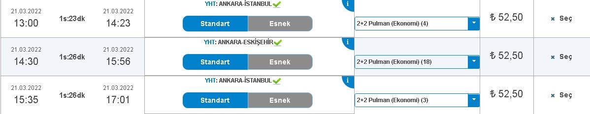 Ankara, İstanbul, Eskişehir, Konya, Karaman YHT Bileti Ne Kadar? Hızlı Tren Güncel Bilet Fiyatları 2022