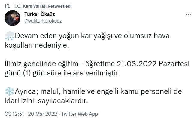 Son Dakika: 21 Mart 2022 Pazartesi Kar Tatili Olan İller Listesi Açıklandı! Bugün Okullar Tatil Mi Hangi İllerde Kapalı?